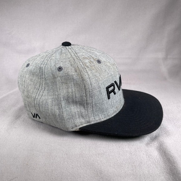 RVCA Hat Mens One Size Gray Snapback Cap Flat Bill Surfer Skater Casual - Picture 4 of 10